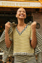 The Onasis Top - Moss & Black Striped Terry