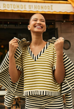 Onasis Top Moss & Striped Terry