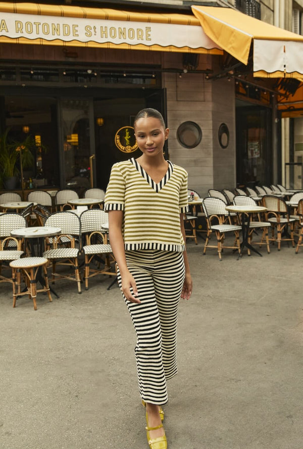 The Paley Pant - Black Striped Terry