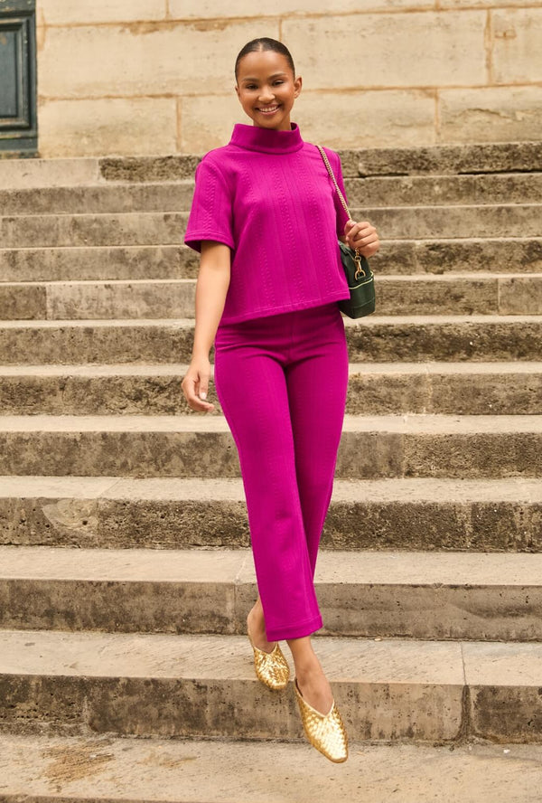 The Paley Pant - Fuchsia Cable-knit