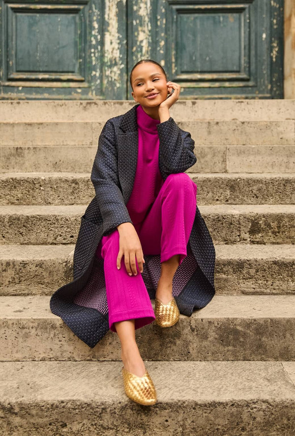 The Paley Pant - Fuchsia Cable-knit