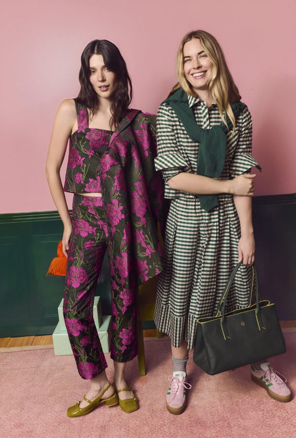 The Paley Pant - Magenta Floral Jacquard
