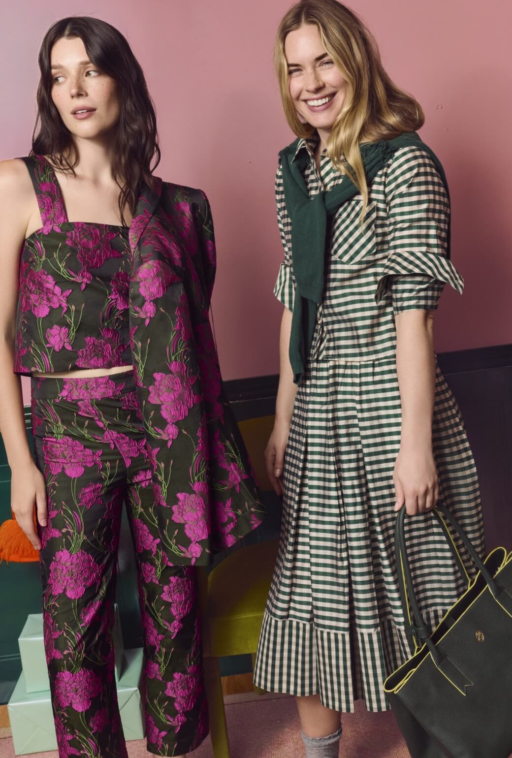 The Paley Pant - Magenta Floral Jacquard