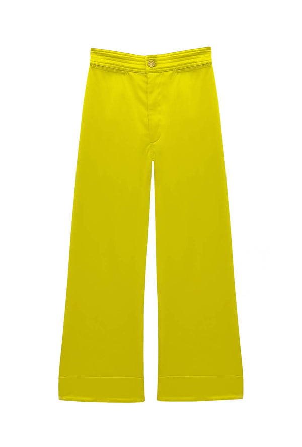 The Patch Pocket Charlie Pant - Chartreuse Sateen