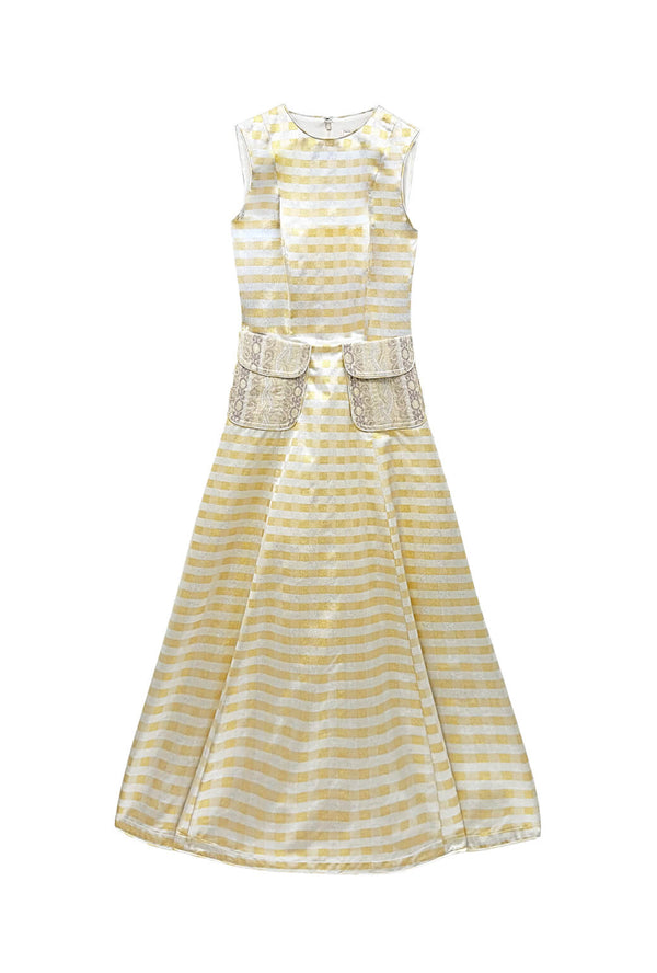 The Patch Pocket Kelly Gown - Metallic Checkerboard