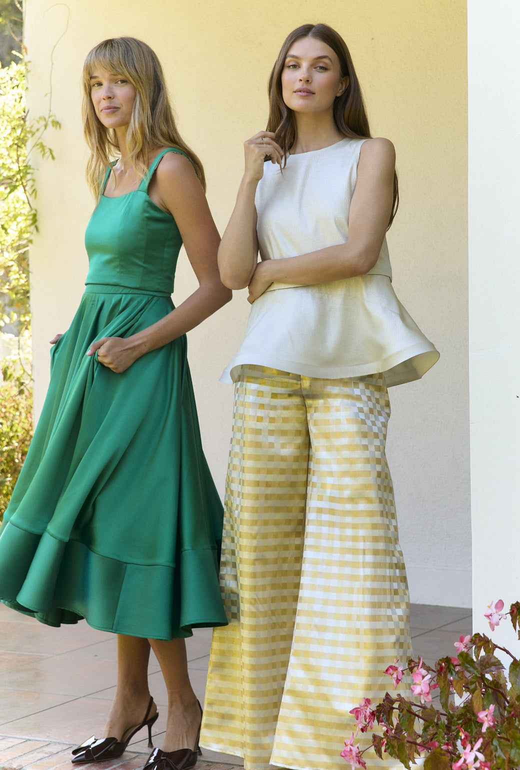 The Peplum Bustier - Green Satin