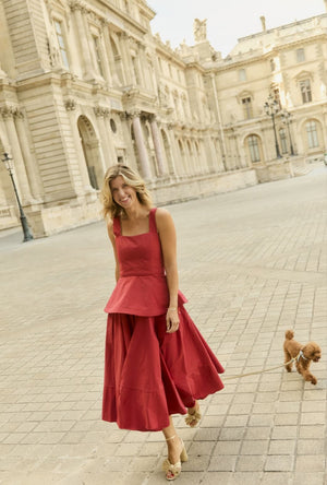 Buru x Anna Kloots The Peplum Bustier - Red Taffeta