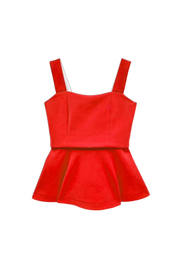Buru x Anna Kloots The Peplum Bustier - Red Taffeta