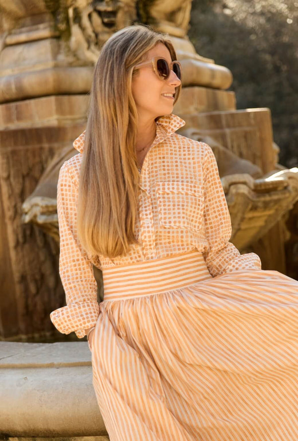 Buru x Ali Sisto The Perry Blouse - Marigold Brushstroke