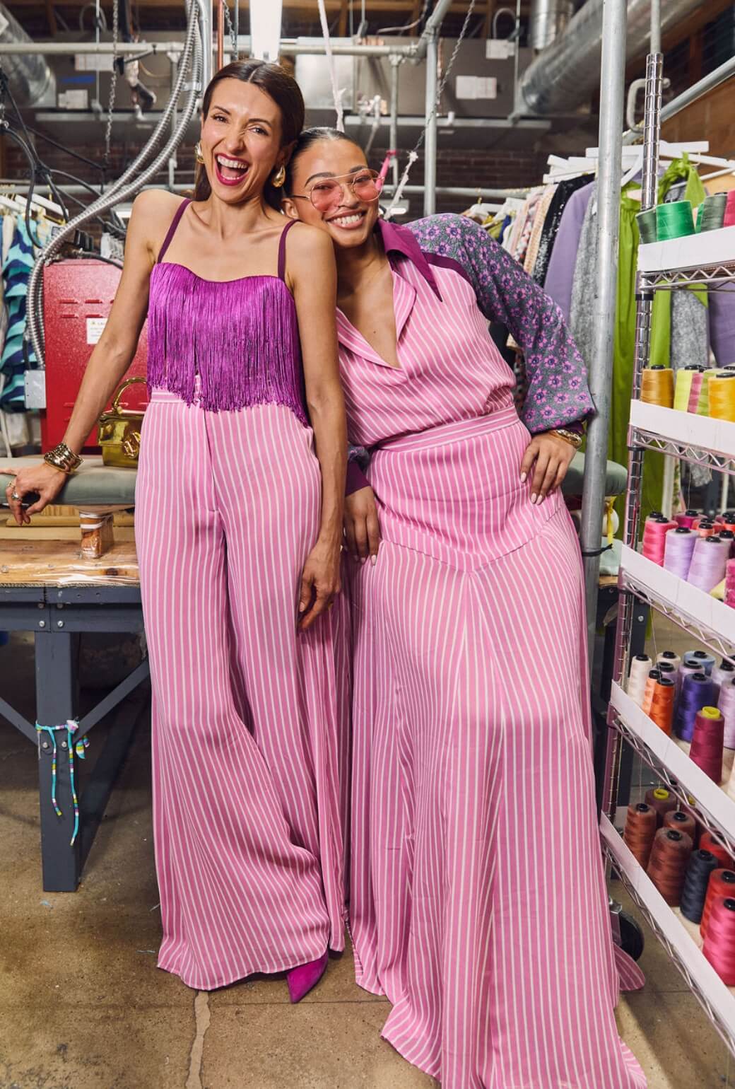 Buru x India The Picadilly Pant - Pink Pinstripe