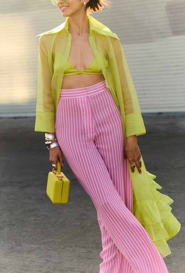 Buru x India The Picadilly Pant - Pink Pinstripe