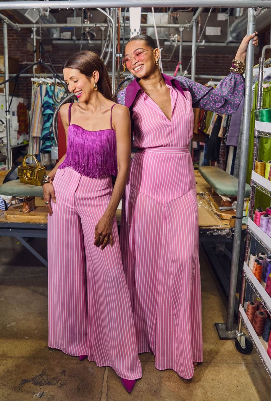 Buru x India The Picadilly Pant - Pink Pinstripe