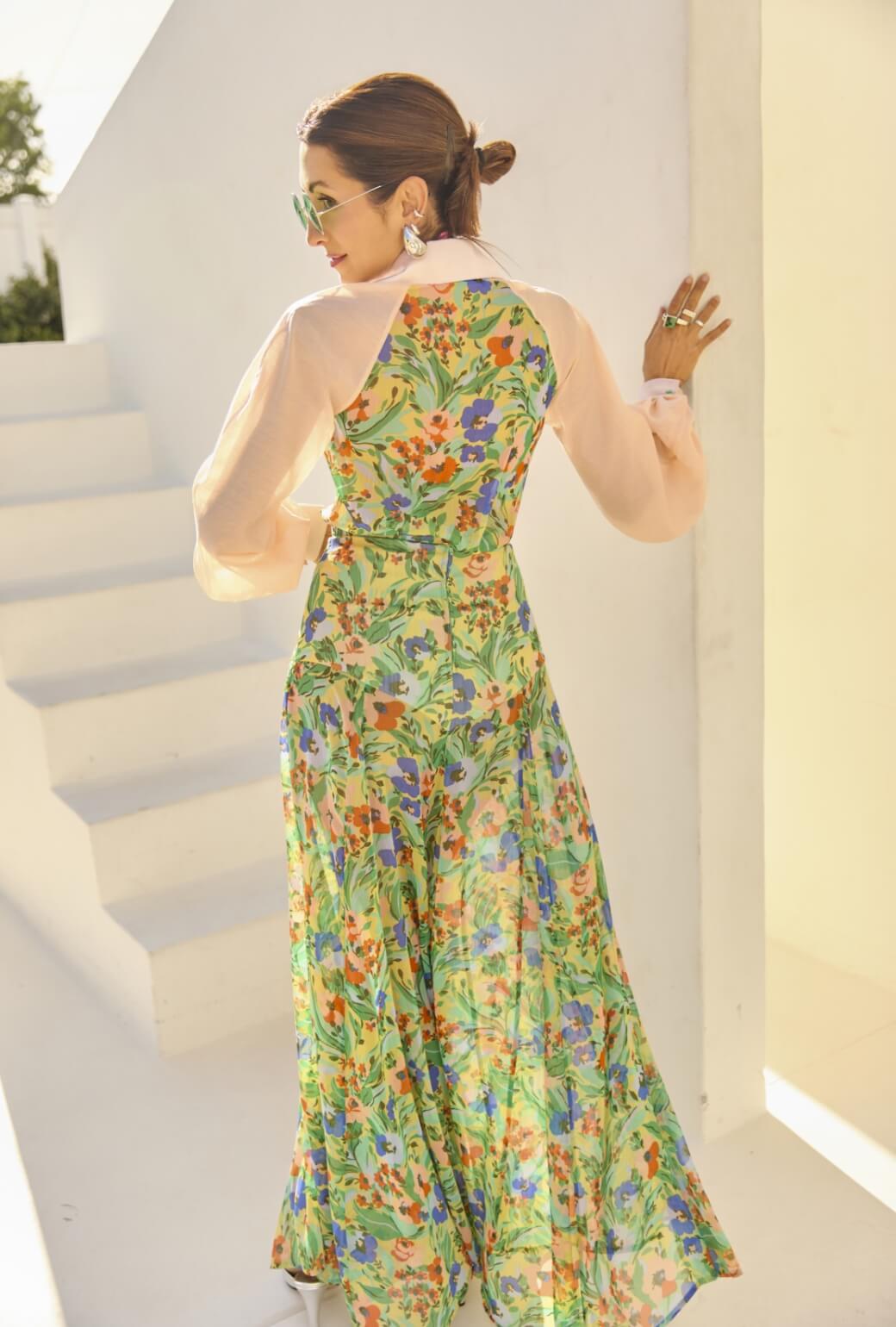 Buru x India The Portabello Blouse 2.0-Citrus Floral and Peach