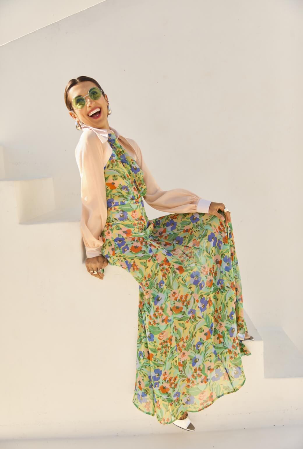 Buru x India The Portabello Blouse 2.0-Citrus Floral and Peach