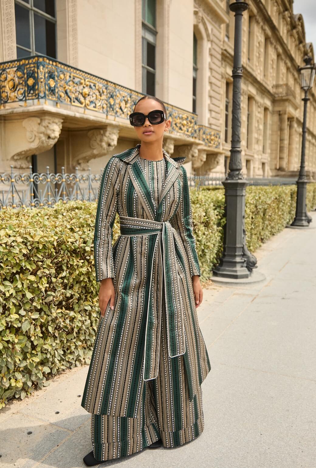 The Royale Jumpsuit - Green Embroidered Silk