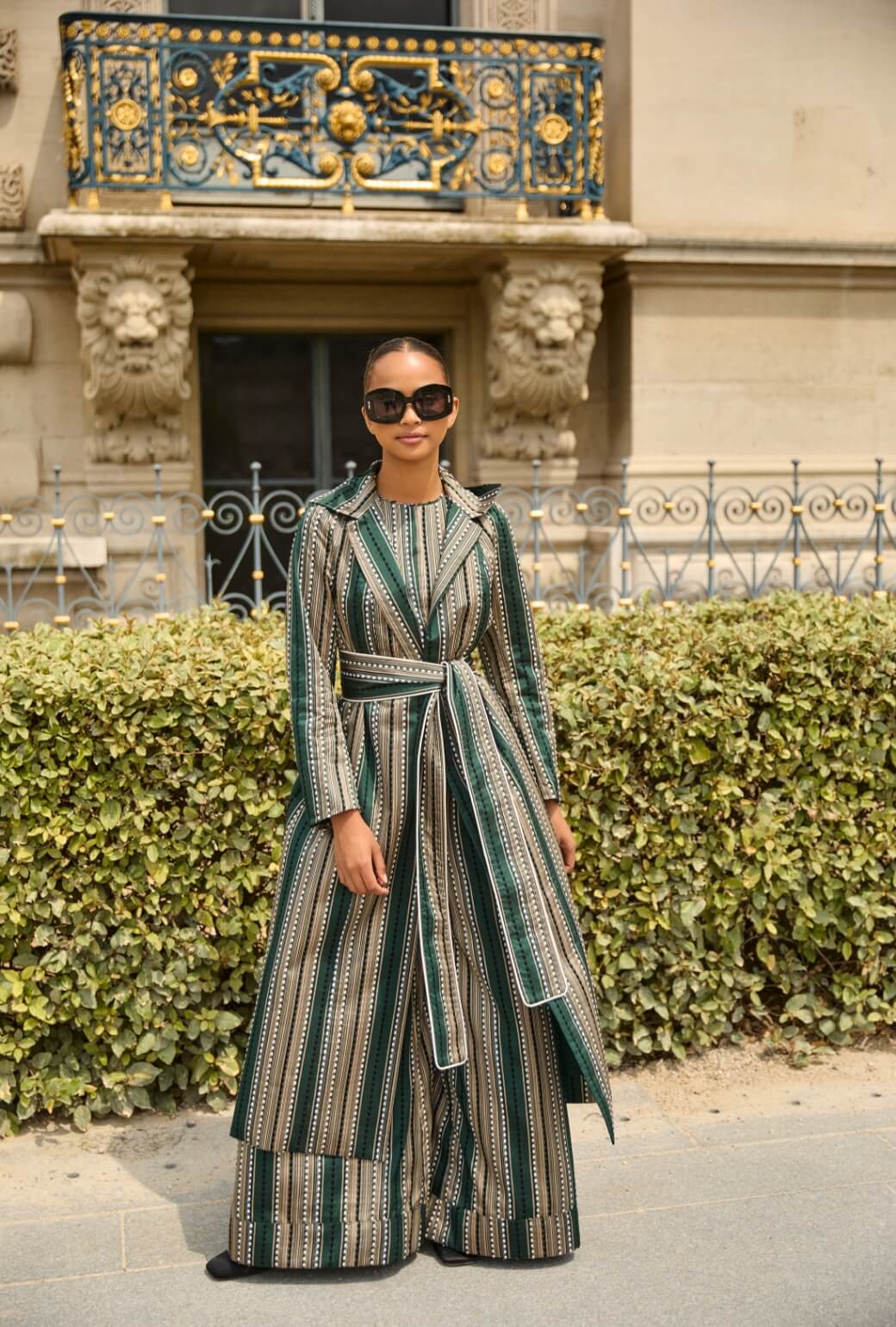 The Royale Jumpsuit - Green Embroidered Silk