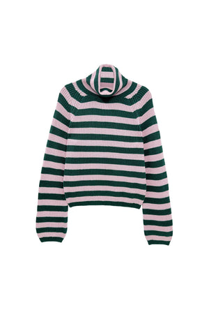 The Schafer Stripe Sweater - Deep Green & Ballet Pink