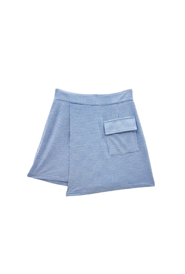 The Serena Skort - Blue Gingham Knit