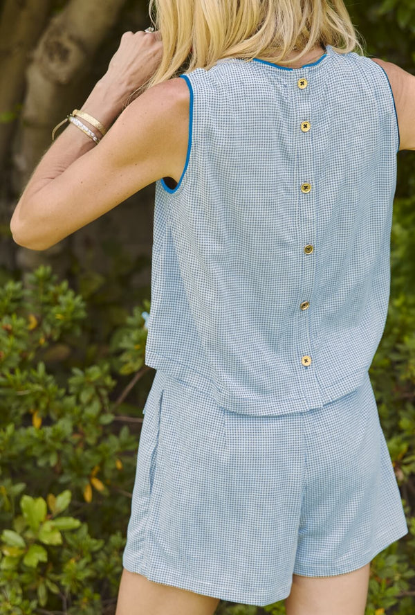 The Serena Skort - Blue Gingham Knit
