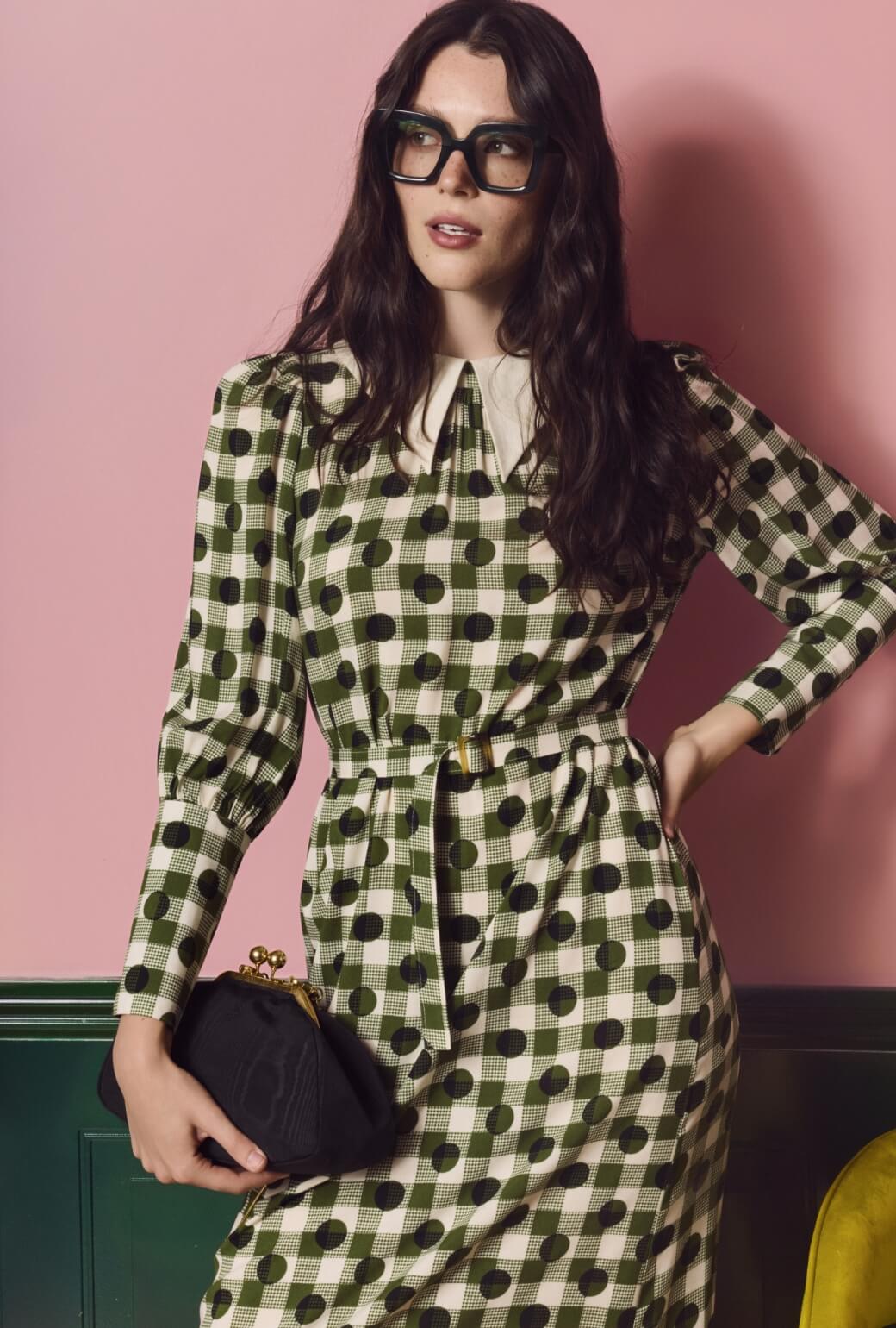 The Skipper Dress Maxi - Olive Dot