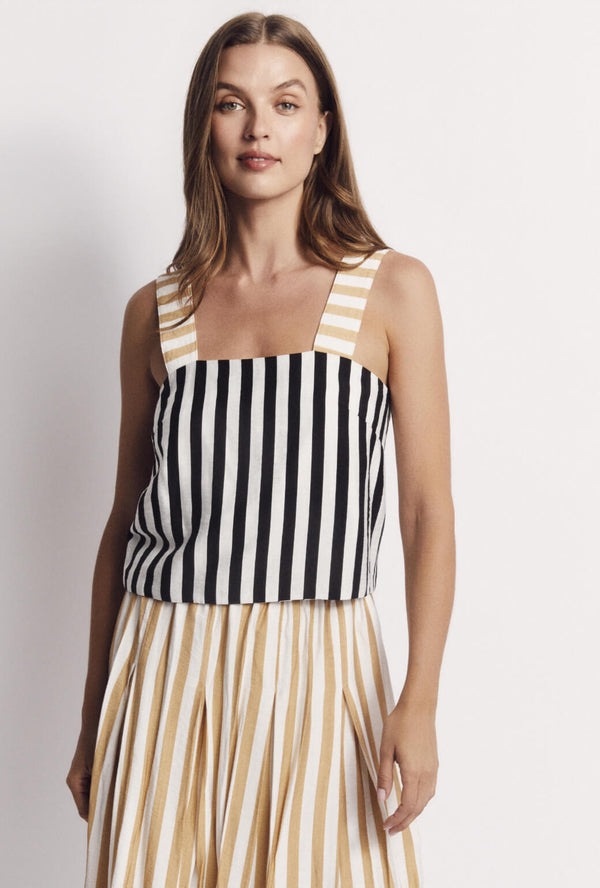 The Slim Top - Black and Sand Stripe