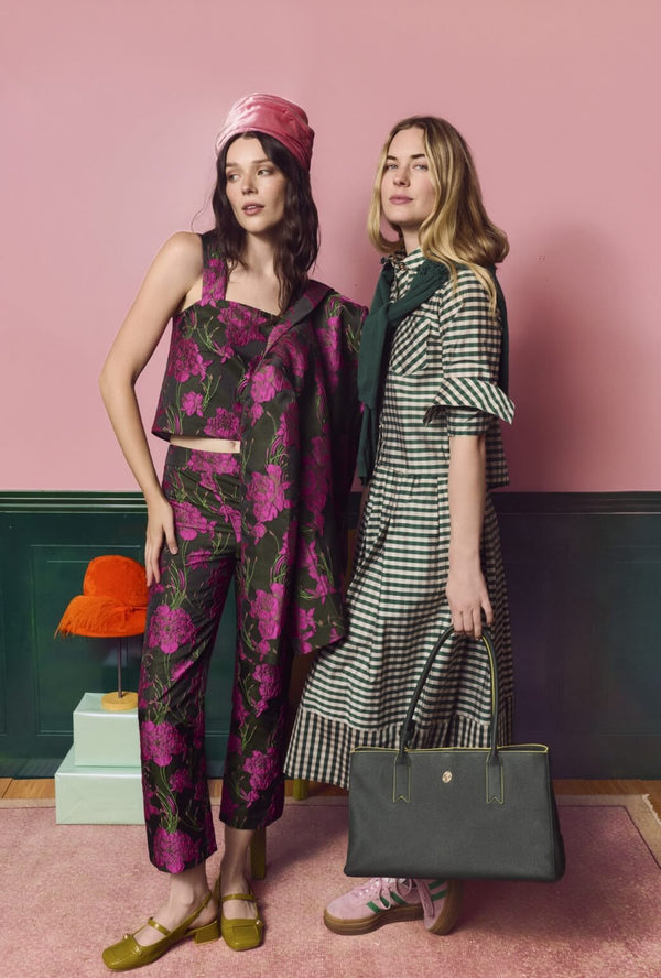 The Slim Top - Magenta Floral Jacquard