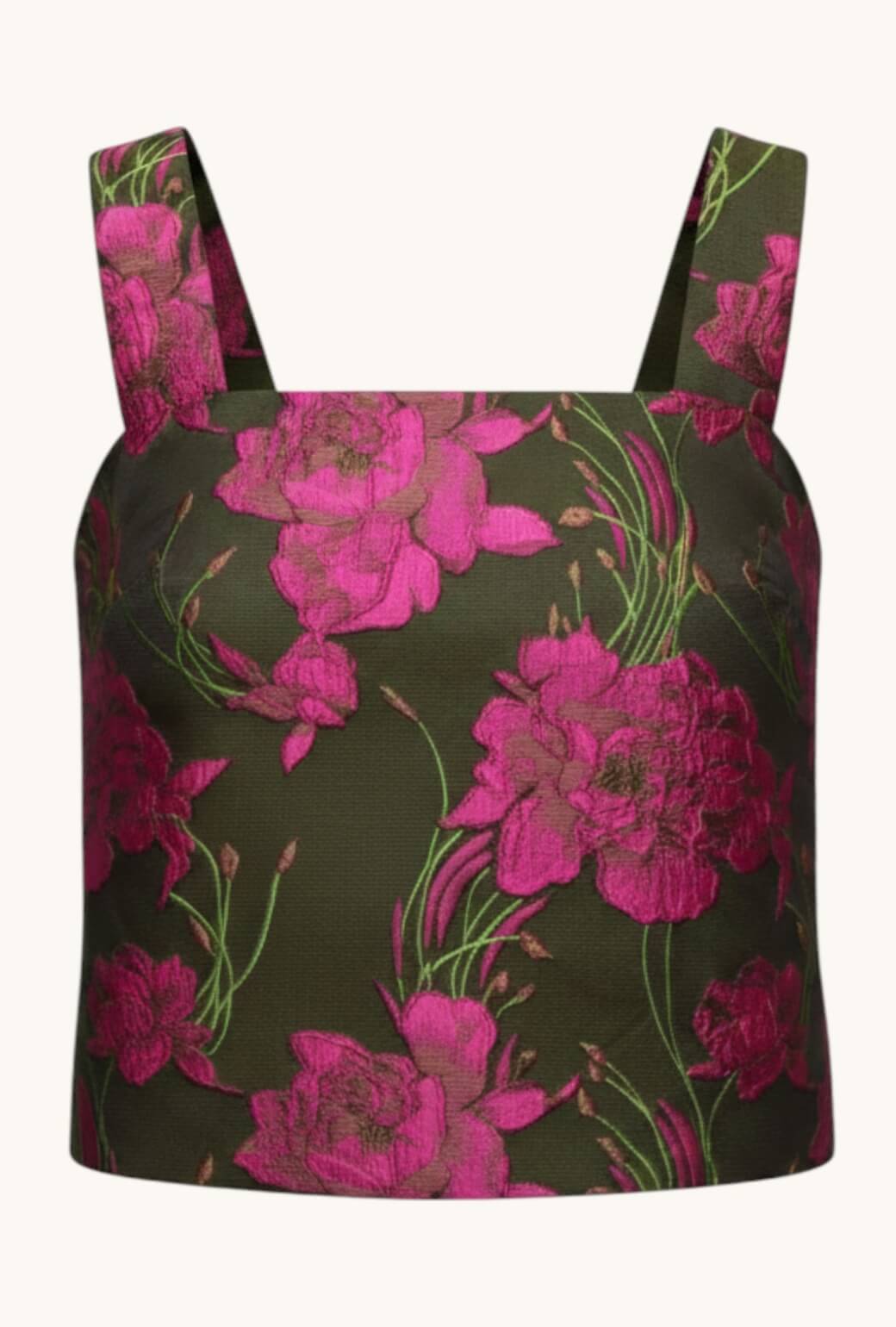 The Slim Top - Magenta Floral Jacquard