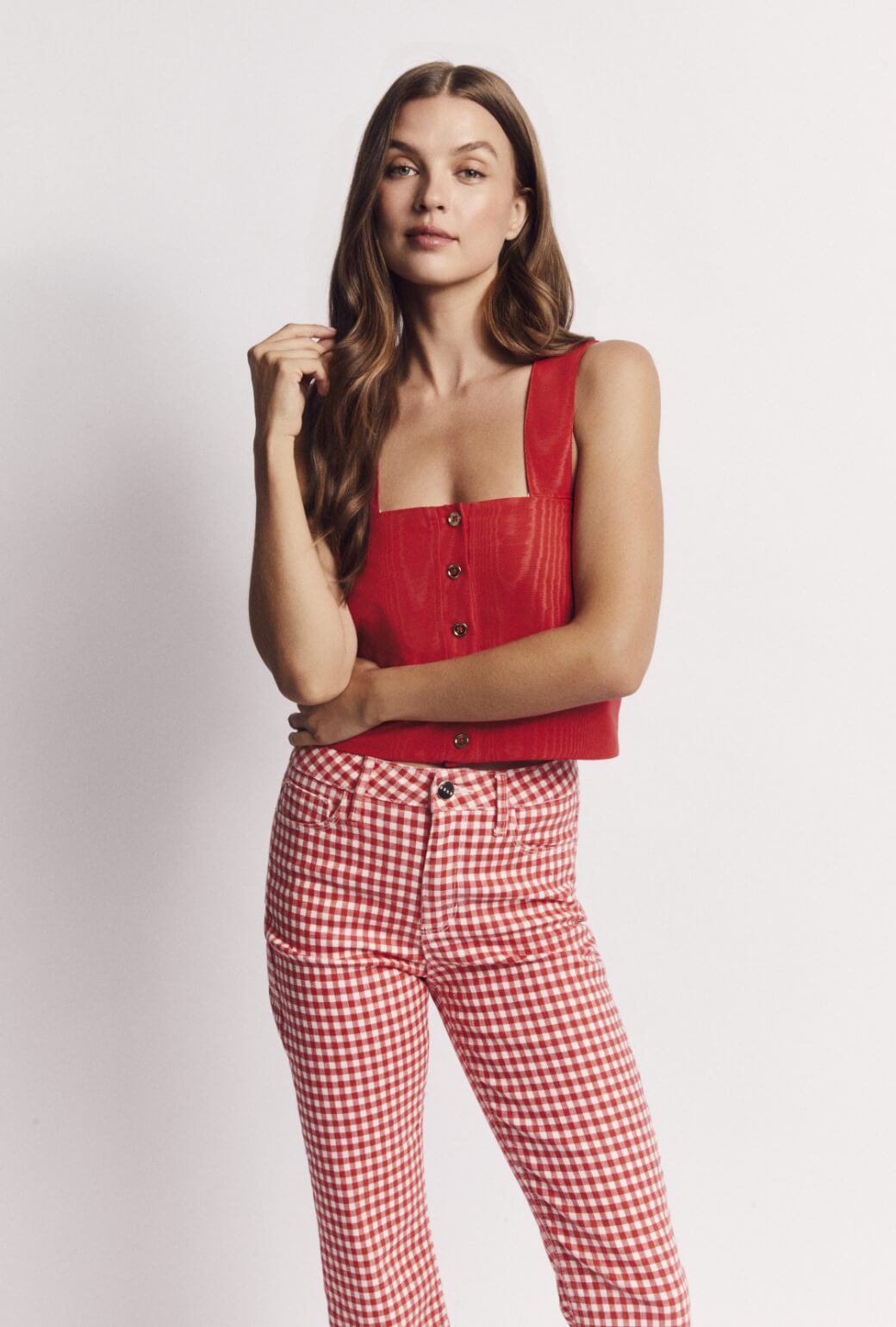 The Slim Top - Red Moiré