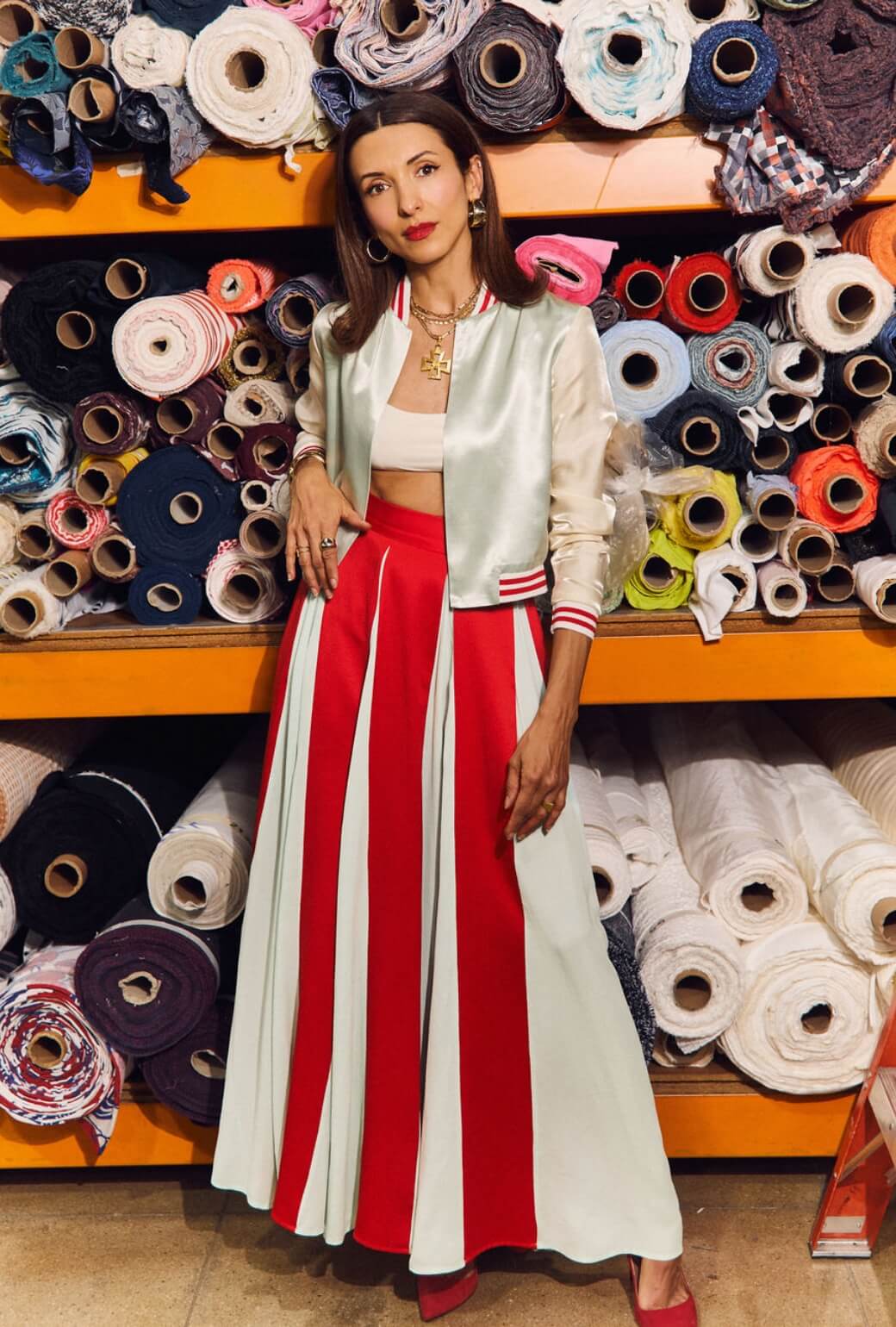 Buru x India The Sloane Square Skirt - Robin's Egg Blue and Red