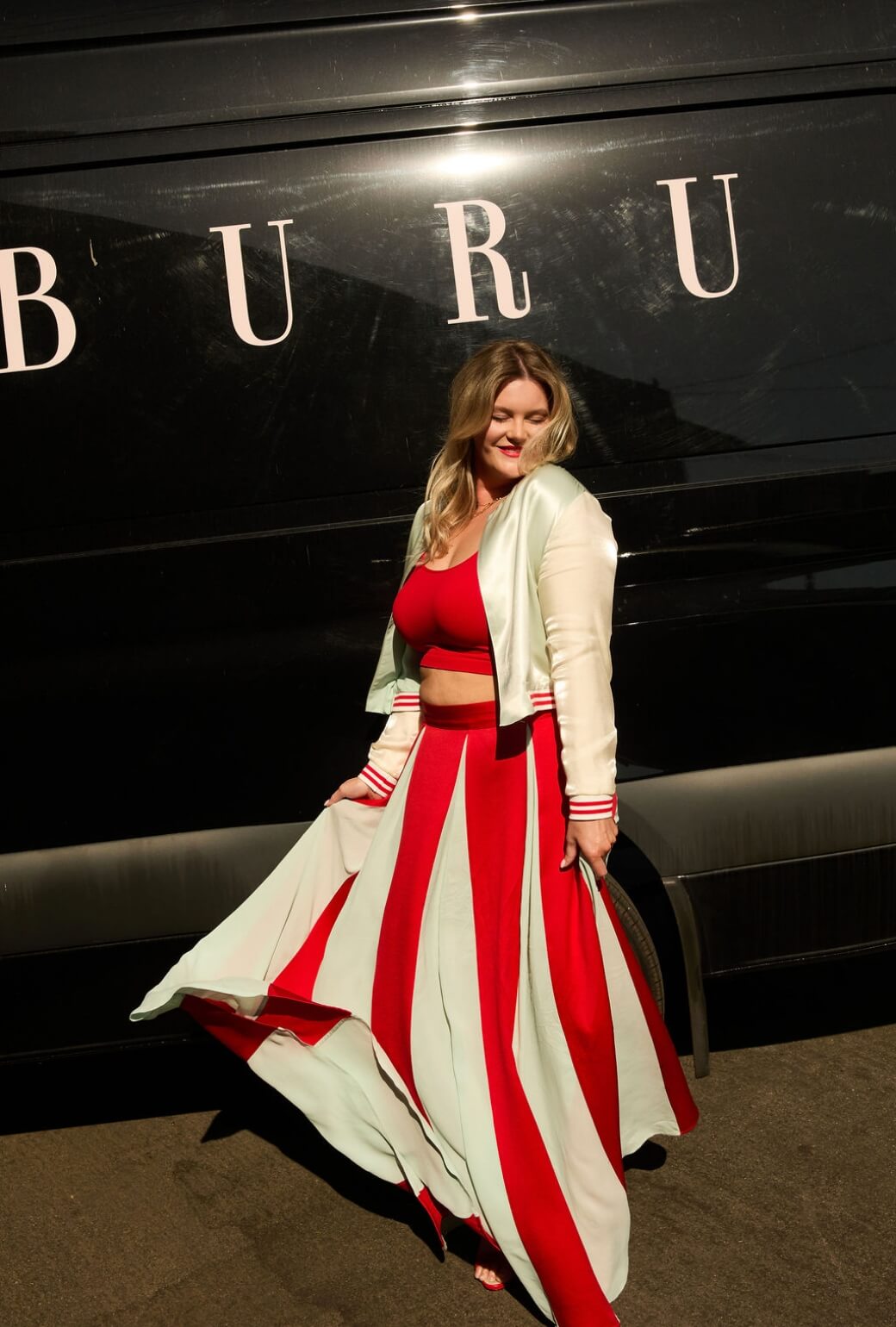 Buru x India The Sloane Square Skirt - Robin's Egg Blue and Red