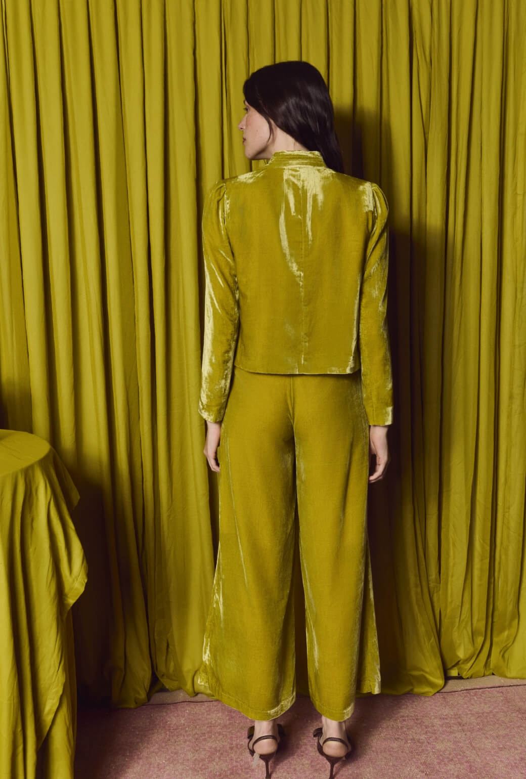 The Spencer Pant - Chartreuse Velvet