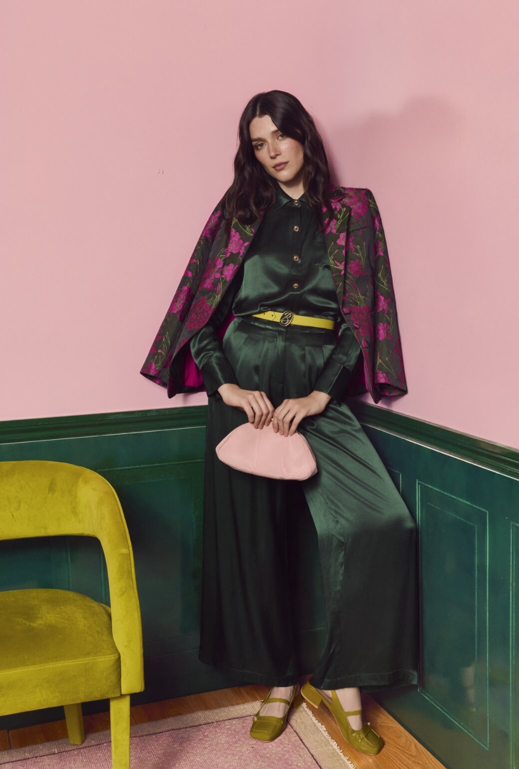 The Spencer Pant - Deep Green Satin