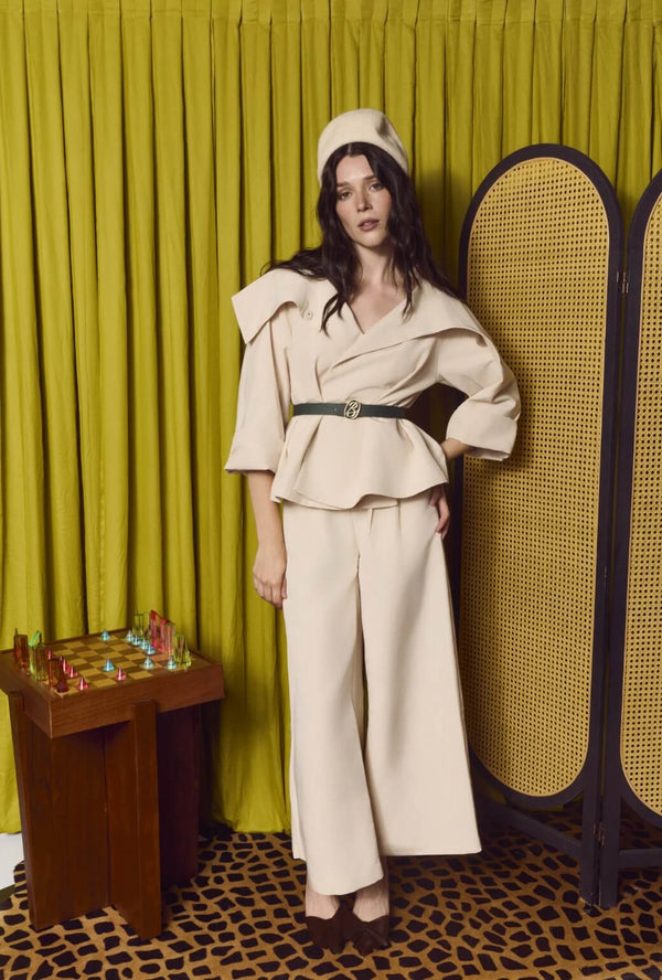 The Spencer Pant - Ivory Moiré