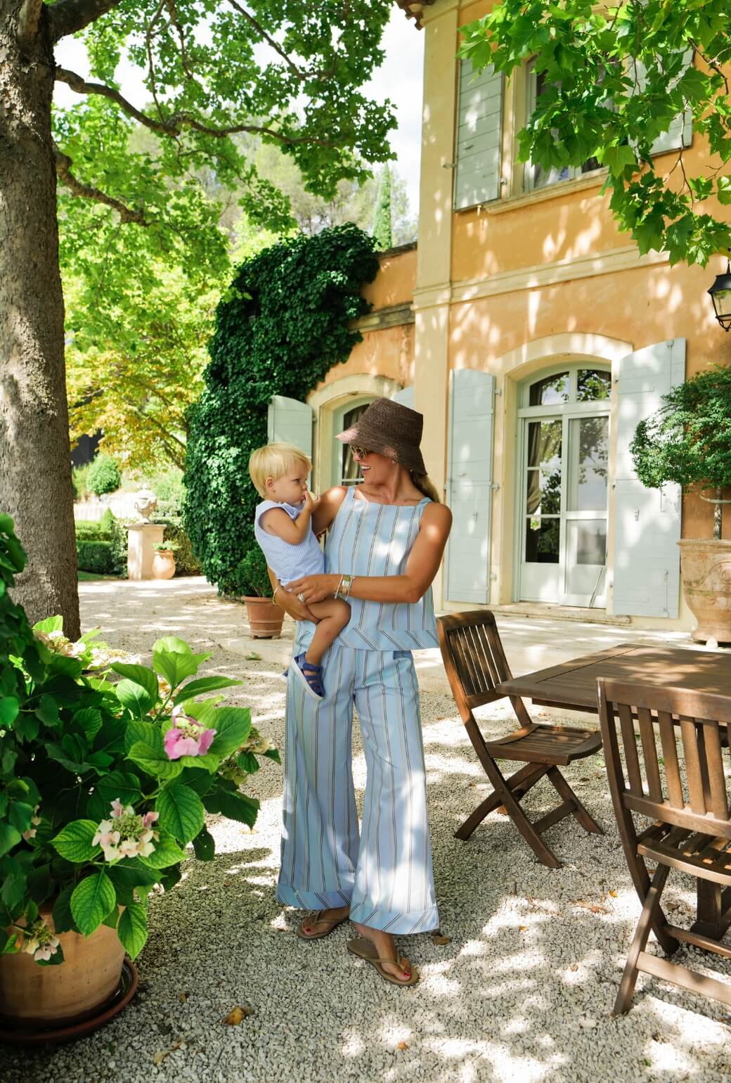 Buru x Megan Stokes The Stokes Swing Top - Blue & Brown Stripe