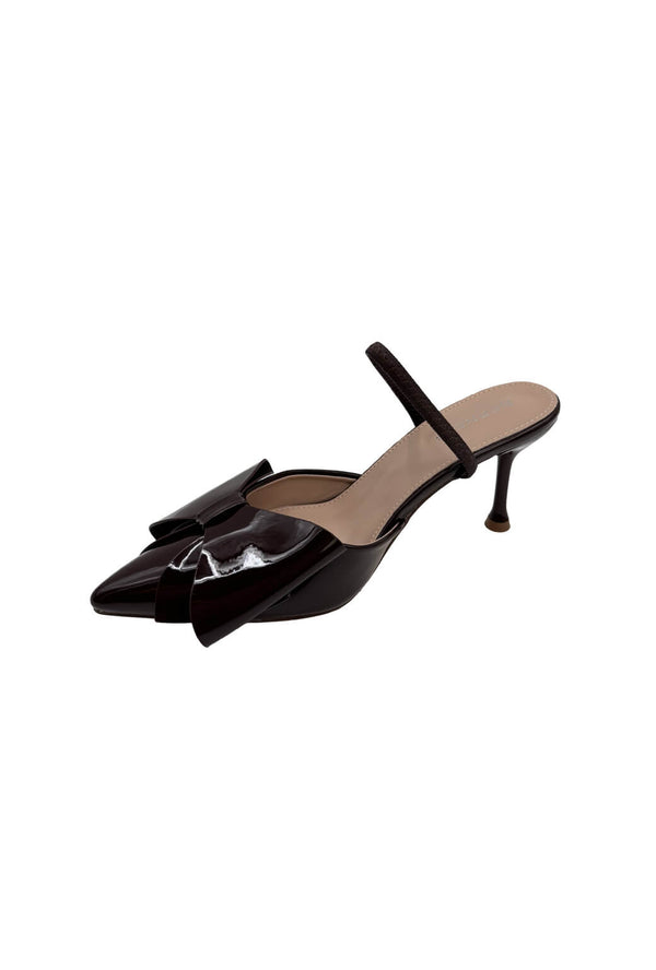 The Sweetheart Bow Pump - Chocolate Patent