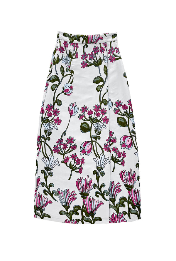 The Whitney Wrap Skirt - Pewter Vines