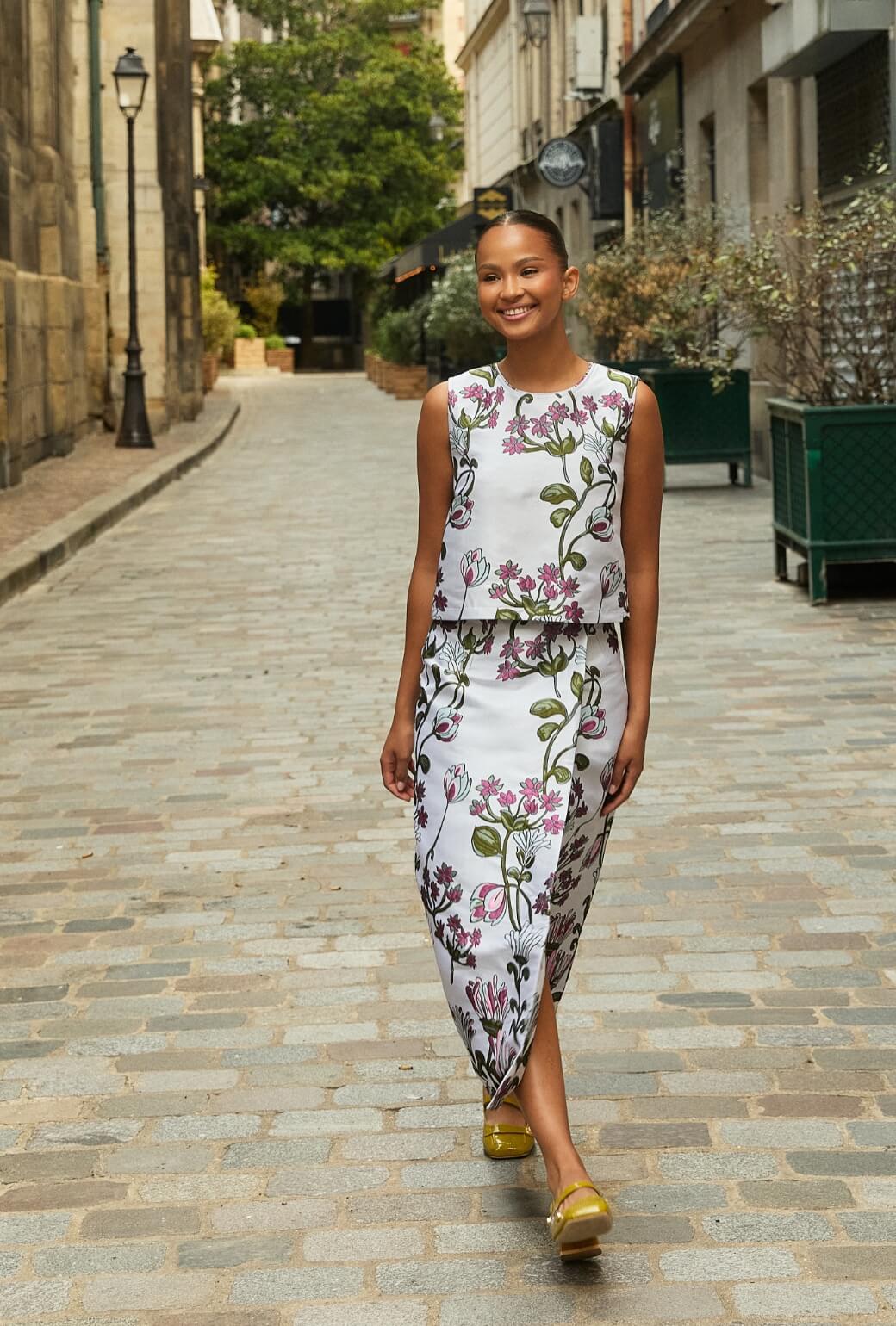 The Whitney Wrap Skirt - Pewter Vines