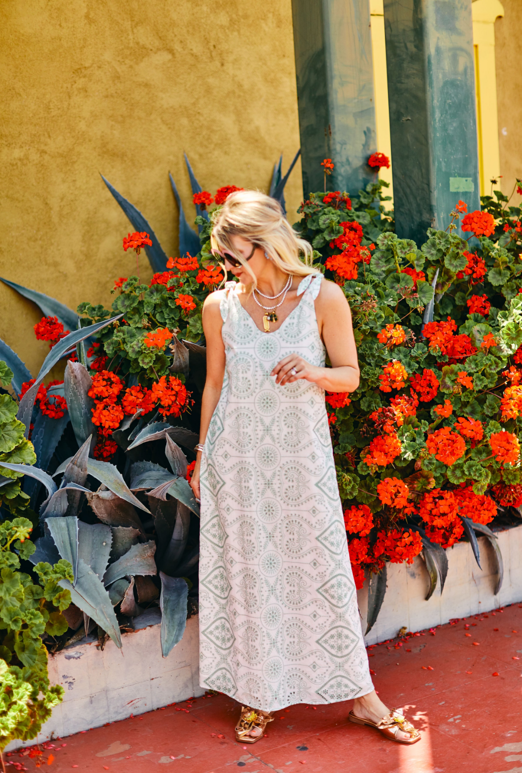 Tie Tank Dress MAXI Embroidered BURU