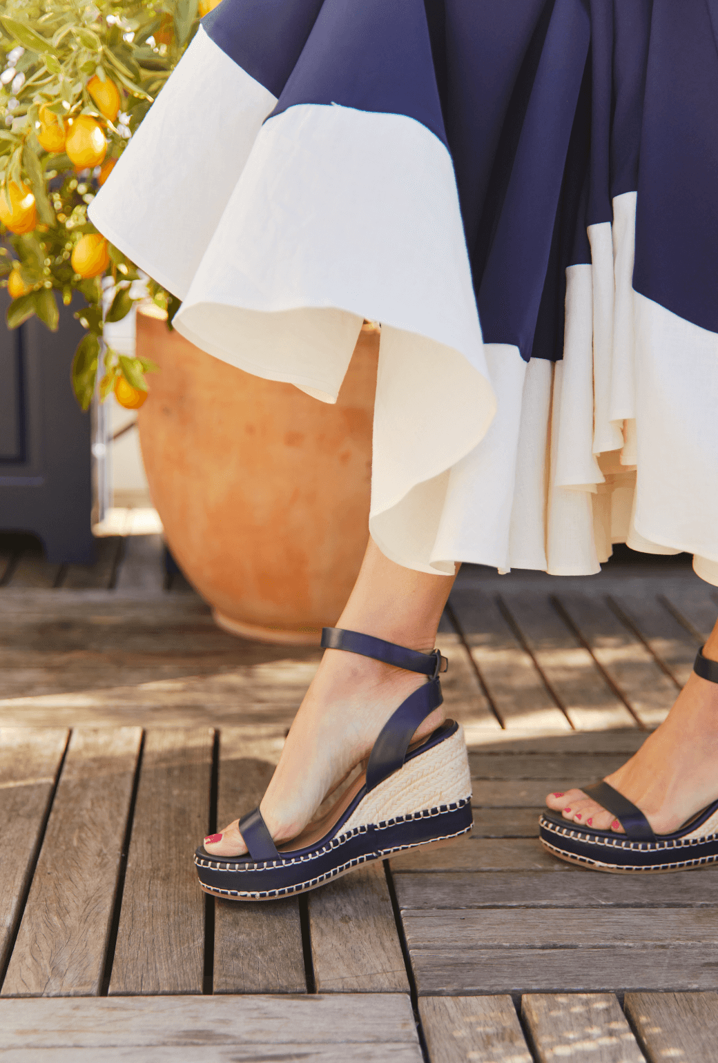 Topstitched Espadrilles - Navy