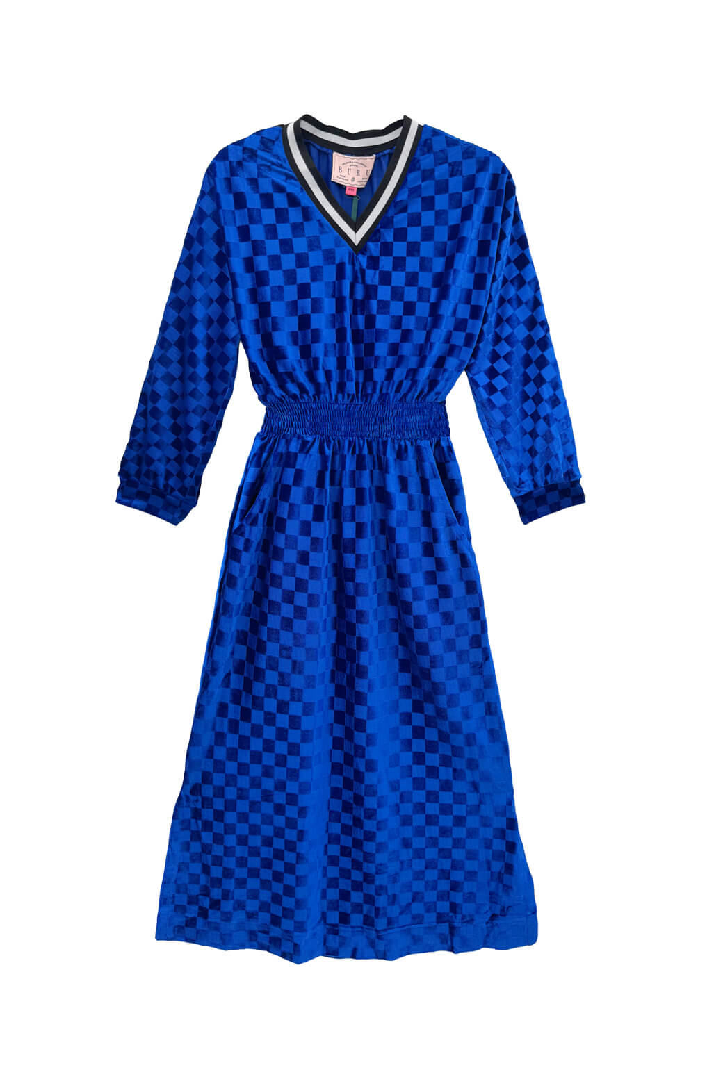 Track Dress - Cobalt Checkerboard Velour