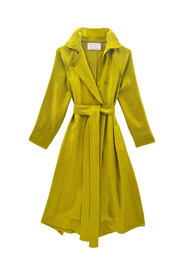 Trench Coat - Ribbed Chartreuse