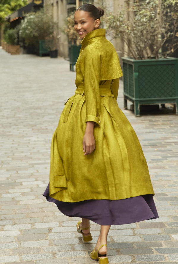 Trench Coat - Ribbed Chartreuse