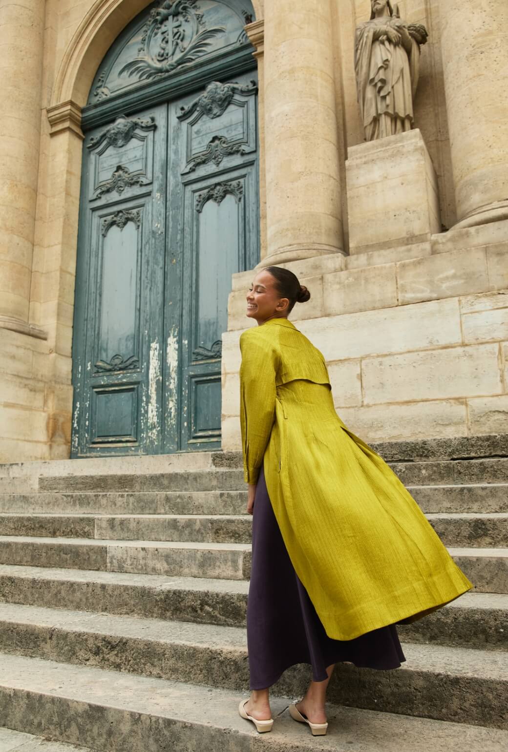 Trench Coat - Ribbed Chartreuse