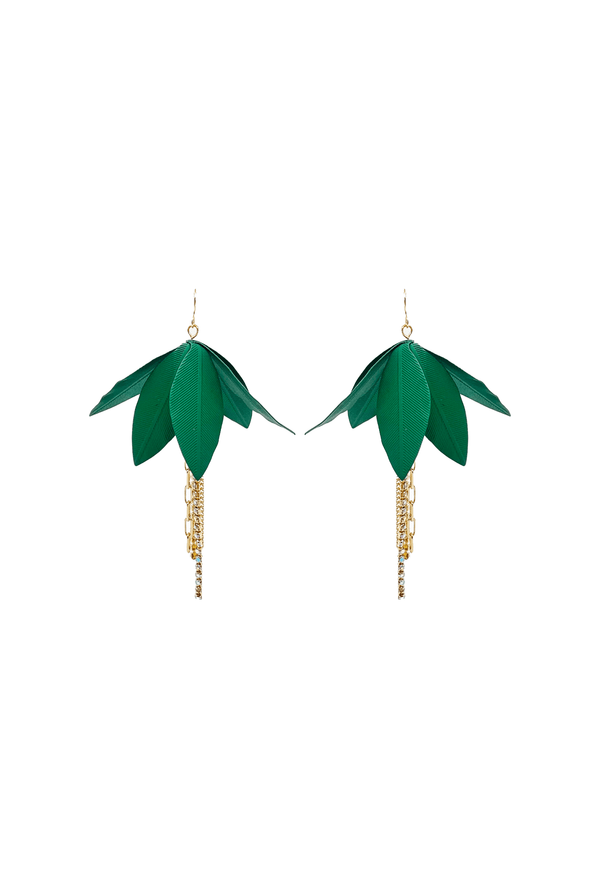 Upside Down Fleur Earrings - Green