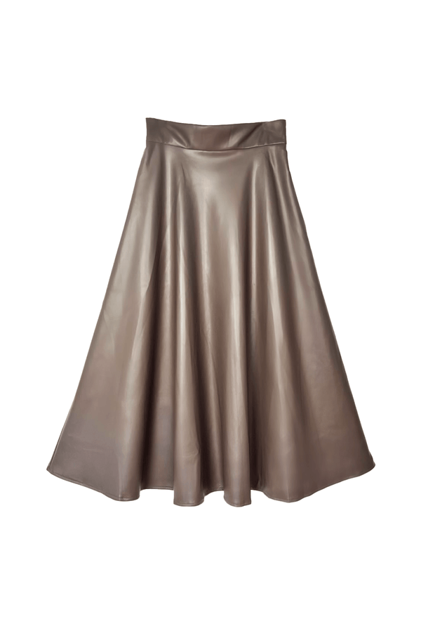 Vegan Leather Circle Skirt - Mocha