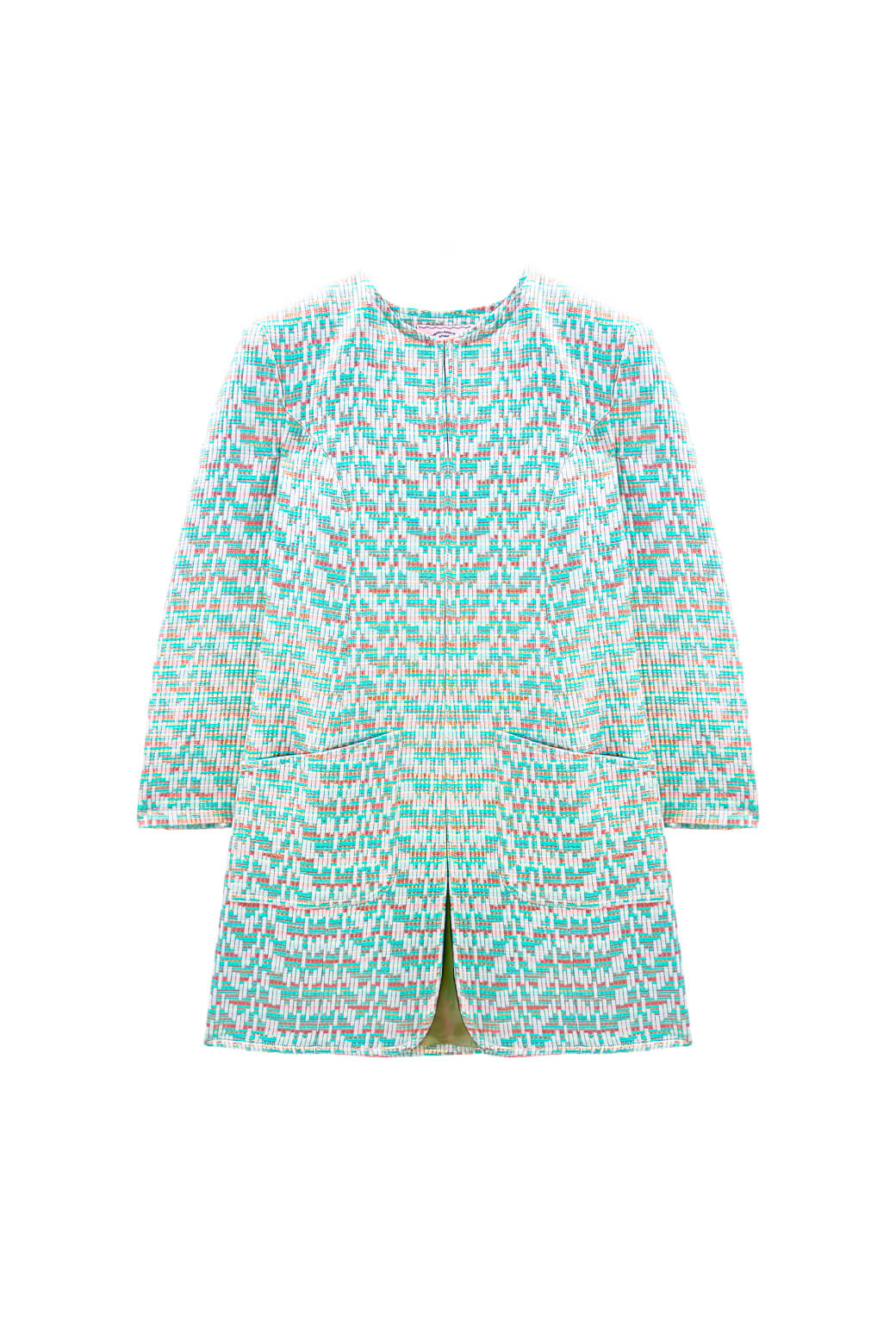 Walking Coat - Aqua Channels Brocade