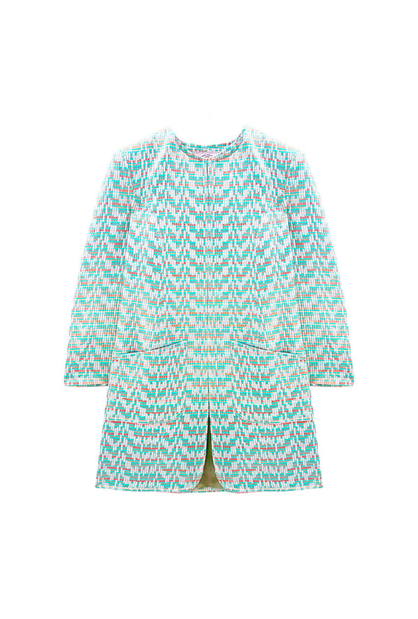Walking Coat - Aqua Channels Brocade