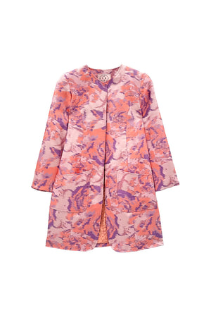 Buru x Old Soul Etiquette Walking Coat - Lilac Abstract Flamestitch
