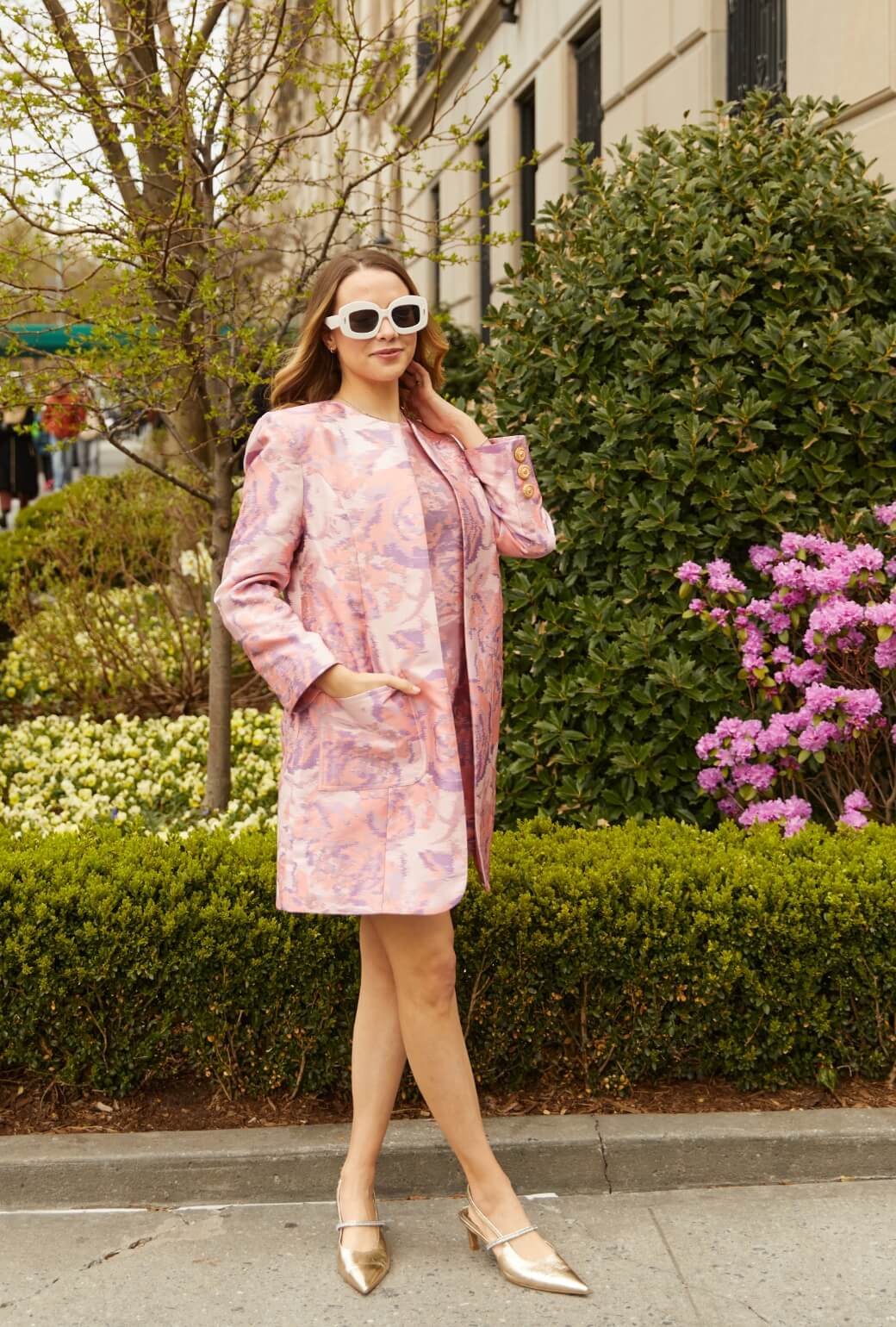 Buru x Old Soul Etiquette Walking Coat - Lilac Abstract Flamestitch