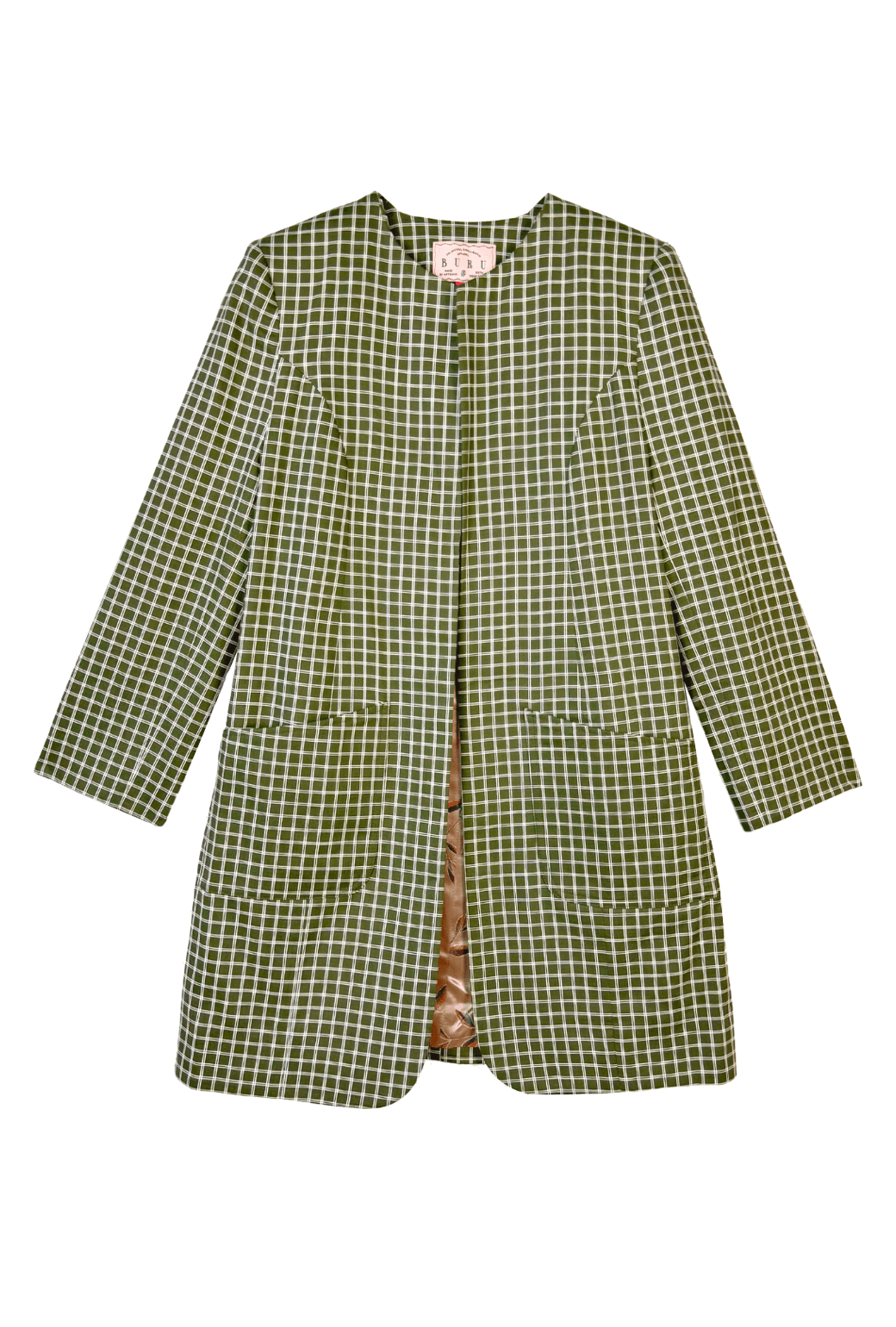SAMPLE Buru x Megan Stokes Walking Coat - Olive Windowpane